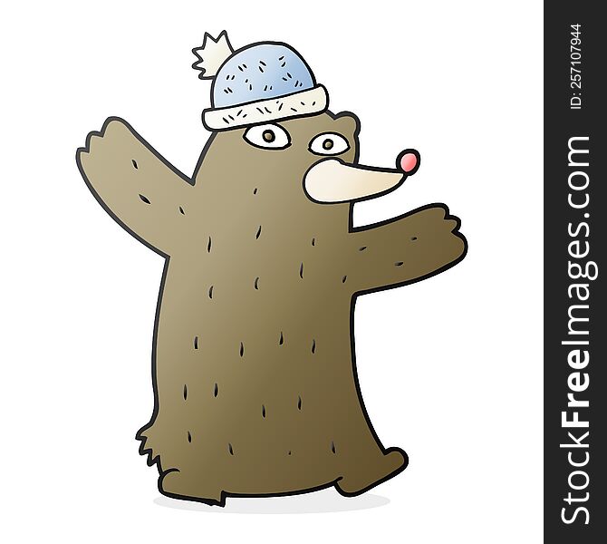 Cartoon Bear Wearing Hat