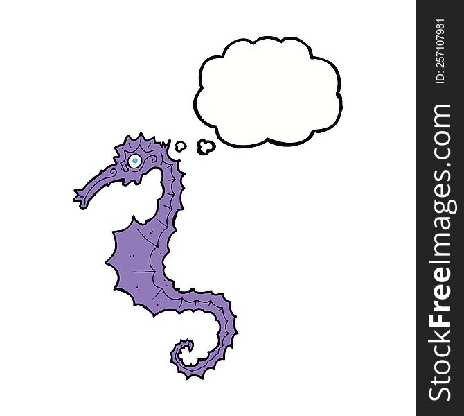 Cartoon Sea Horse With Thought Bubble