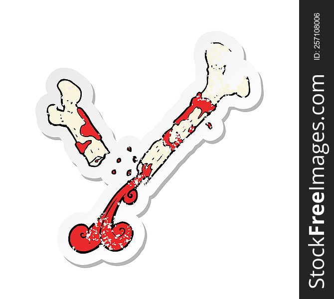 retro distressed sticker of a gross broken bone cartoon