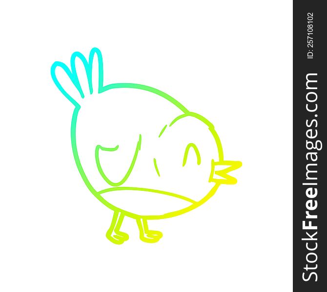 cold gradient line drawing of a cartoon robin bird