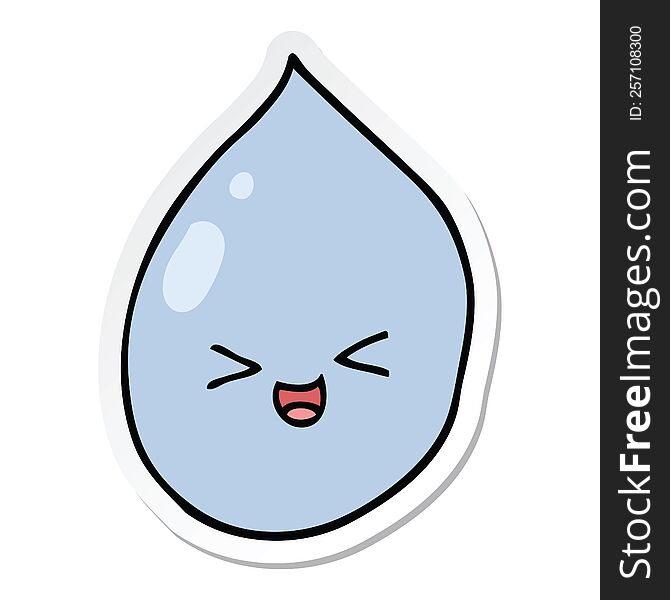 sticker of a cartoon raindrop