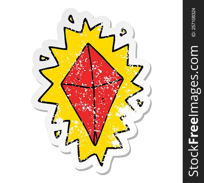 Distressed Sticker Of A Cartoon Diamond