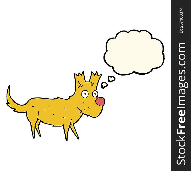 cartoon cute little dog with thought bubble