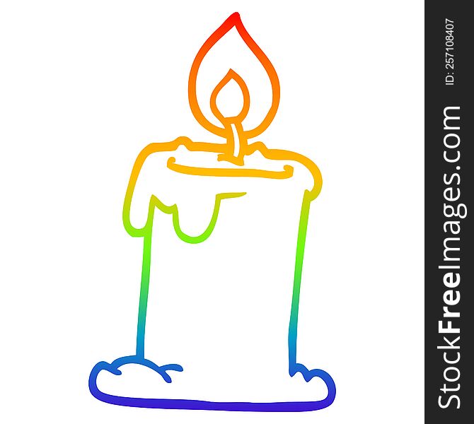 Rainbow Gradient Line Drawing Cartoon Lit Candle