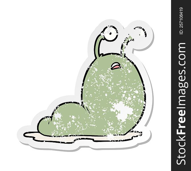 Distressed Sticker Of A Cartoon Slug