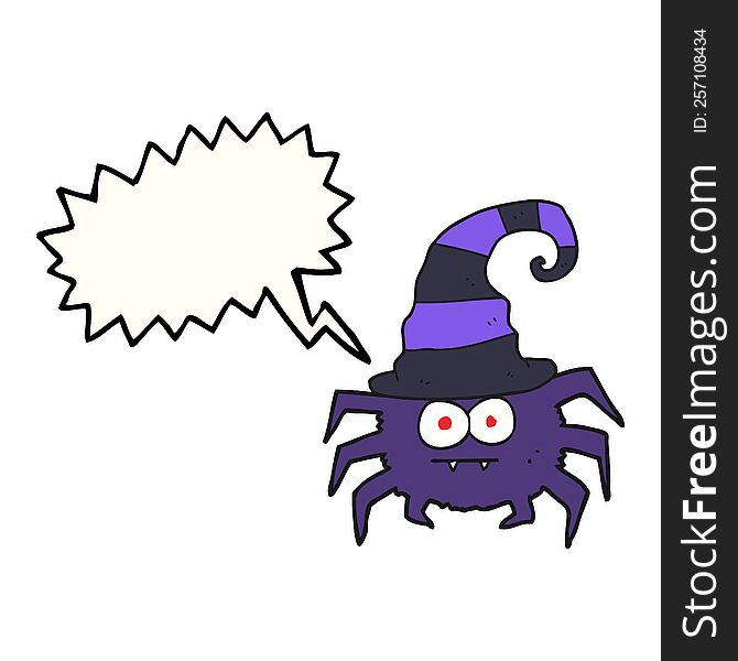 freehand drawn speech bubble cartoon halloween spider