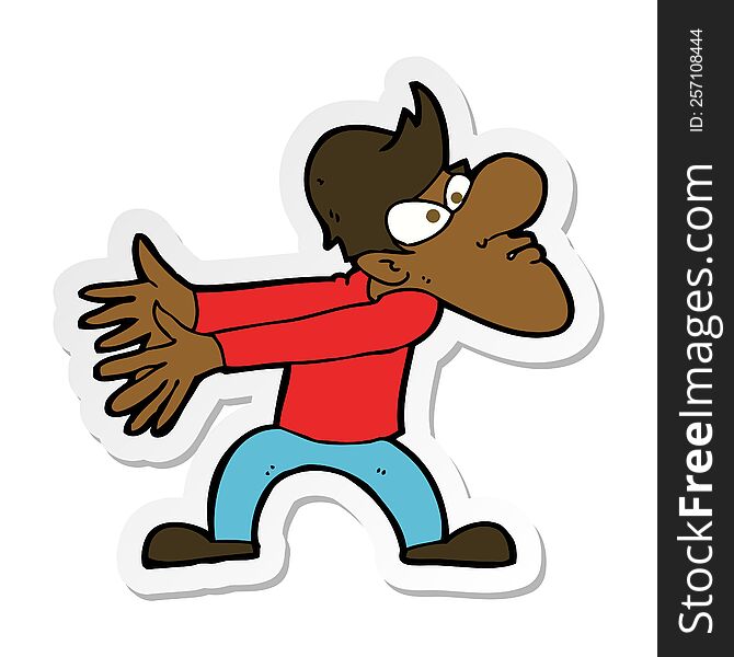 Sticker Of A Cartoon Annoyed Man Gesturing