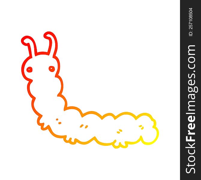 warm gradient line drawing of a cartoon caterpillar