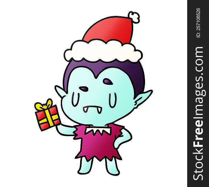Christmas Gradient Cartoon Of Kawaii Vampire
