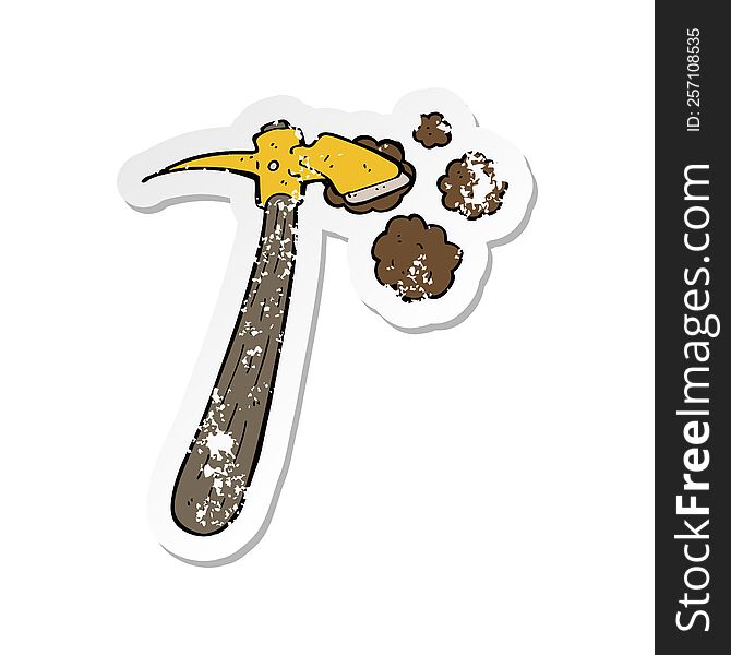 retro distressed sticker of a cartoon pick axe