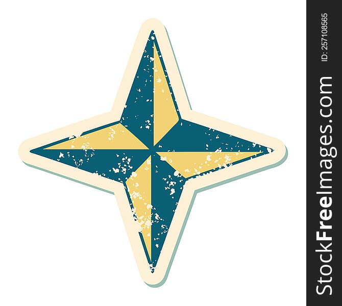 Distressed Sticker Tattoo Style Icon Of A Star Symbol