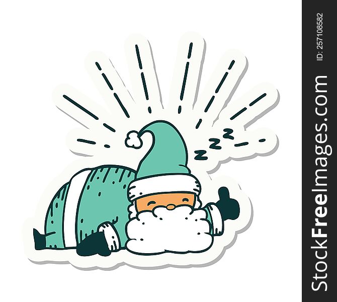 sticker of tattoo style santa claus christmas character sleeping