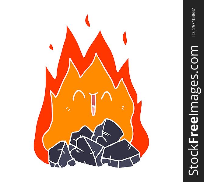 flat color style cartoon blazing coal fire