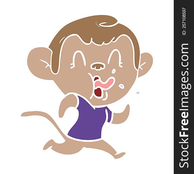 Crazy Flat Color Style Cartoon Monkey Running
