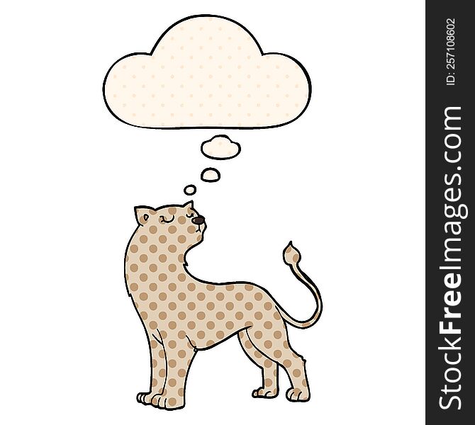 cartoon lioness with thought bubble in comic book style