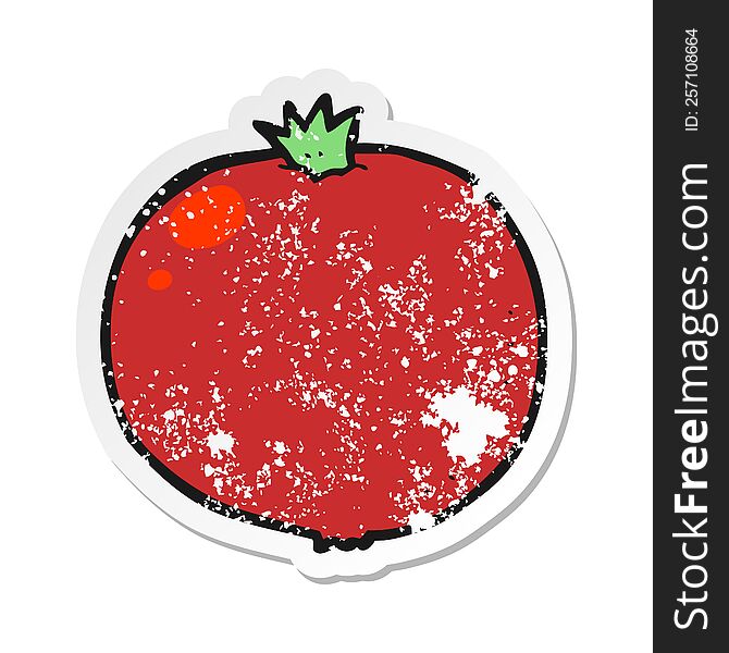 retro distressed sticker of a cartoon tomato