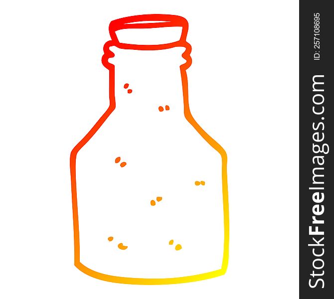 warm gradient line drawing of a cartoon old ceramic bottle with cork