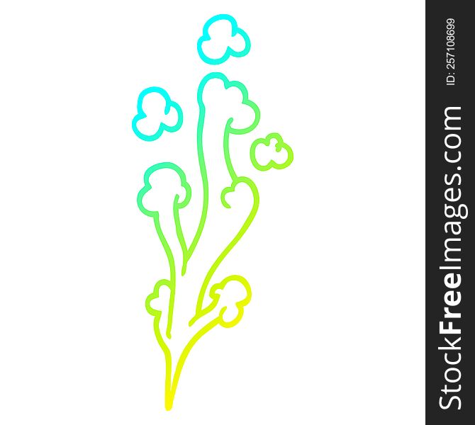cold gradient line drawing of a cartoon whooshing cloud