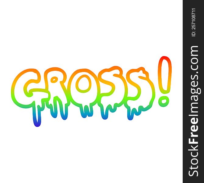 rainbow gradient line drawing of a cartoon font gross