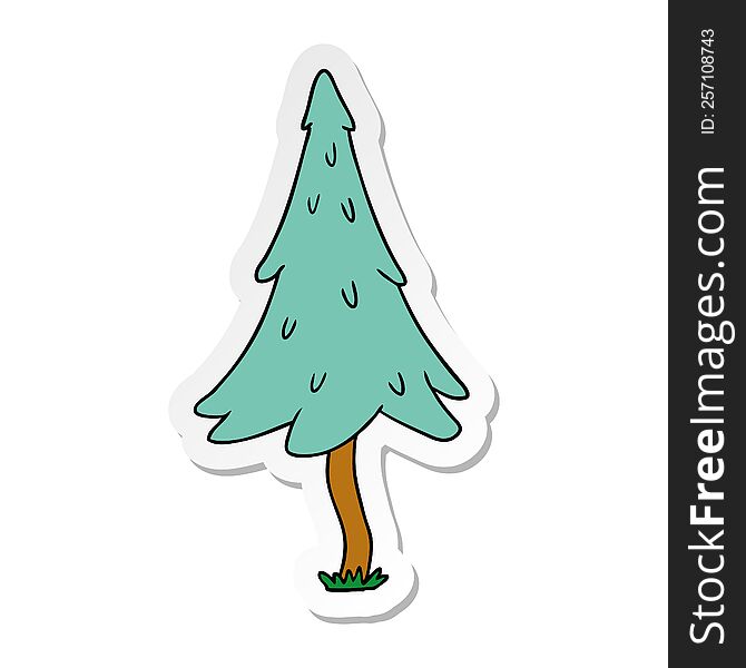 sticker cartoon doodle of woodland pine trees