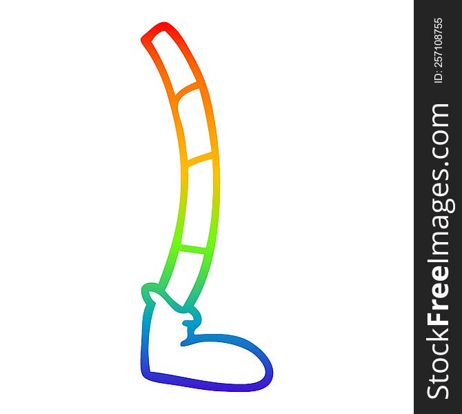 rainbow gradient line drawing of a cartoon retro leg