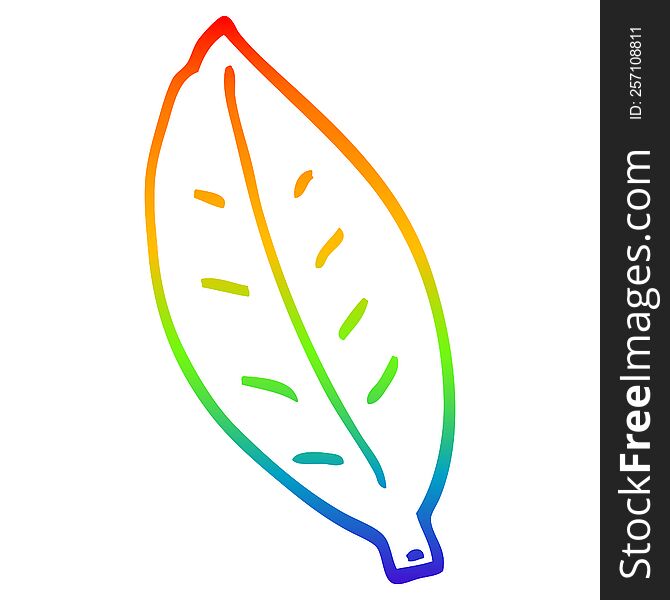 rainbow gradient line drawing of a cartoon leaf