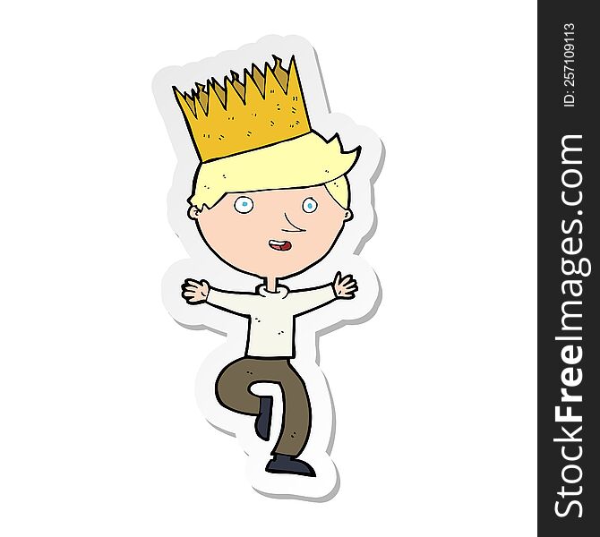 sticker of a cartoon person wearing crown