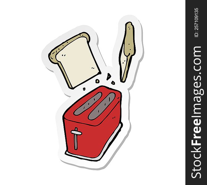 Sticker Of A Cartoon Toaster Spitting Out Bread