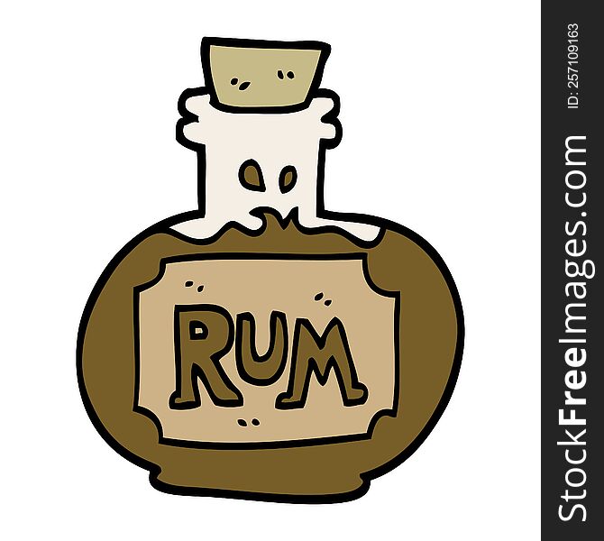 cartoon doodle old bottle of rum