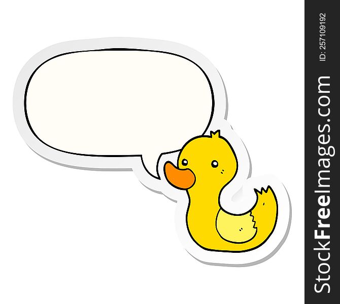 Cartoon Duck And Speech Bubble Sticker