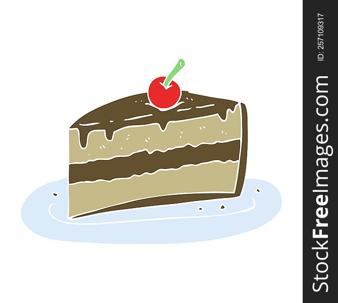 flat color illustration of a cartoon slice of cake