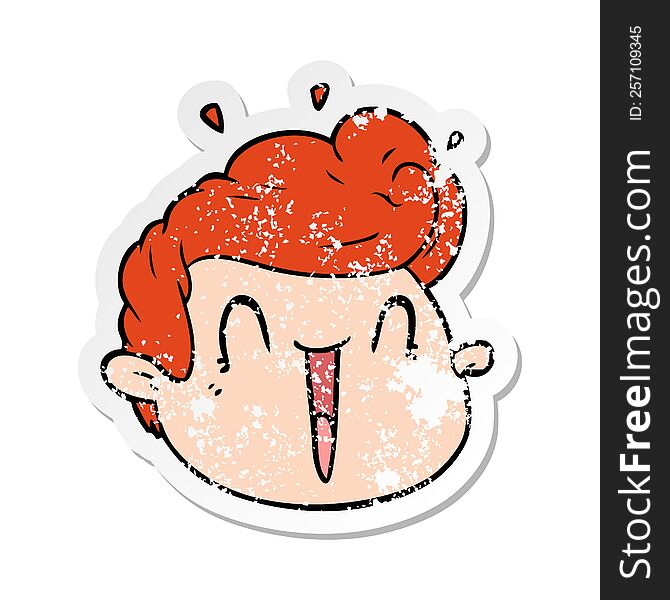 Distressed Sticker Of A Cartoon Male Face Surprised