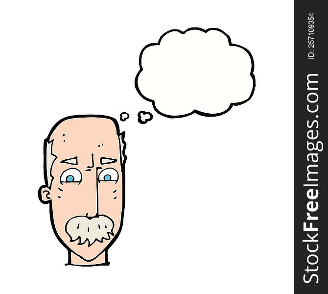 Cartoon Annnoyed Old Man With Thought Bubble