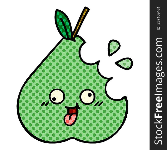 comic book style cartoon of a green pear