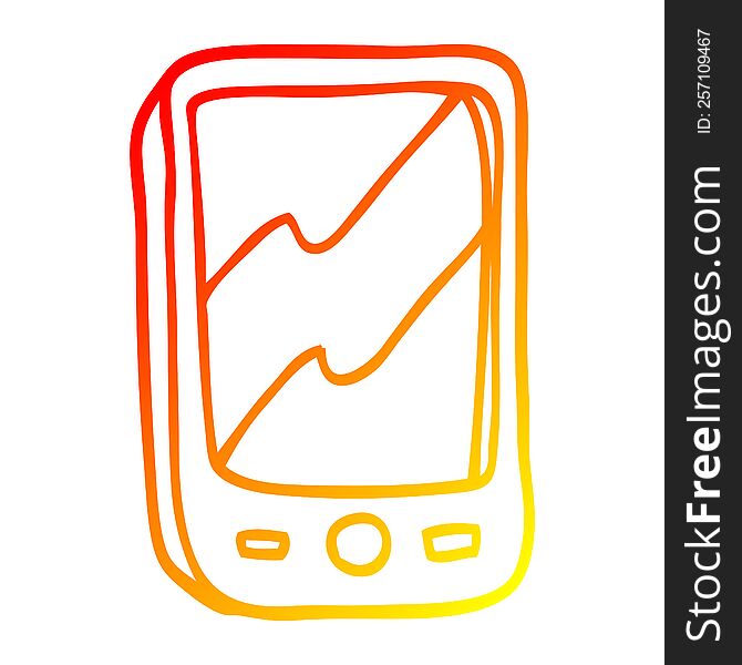 warm gradient line drawing of a cartoon red mobile phone