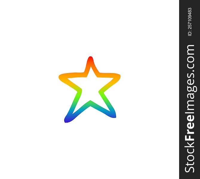 Rainbow Gradient Line Drawing Cartoon Star Symbol