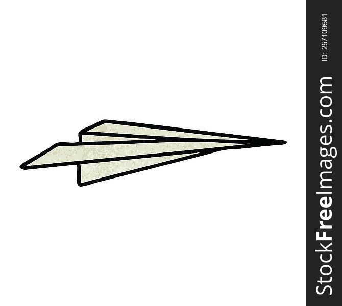 retro grunge texture cartoon of a paper aeroplane