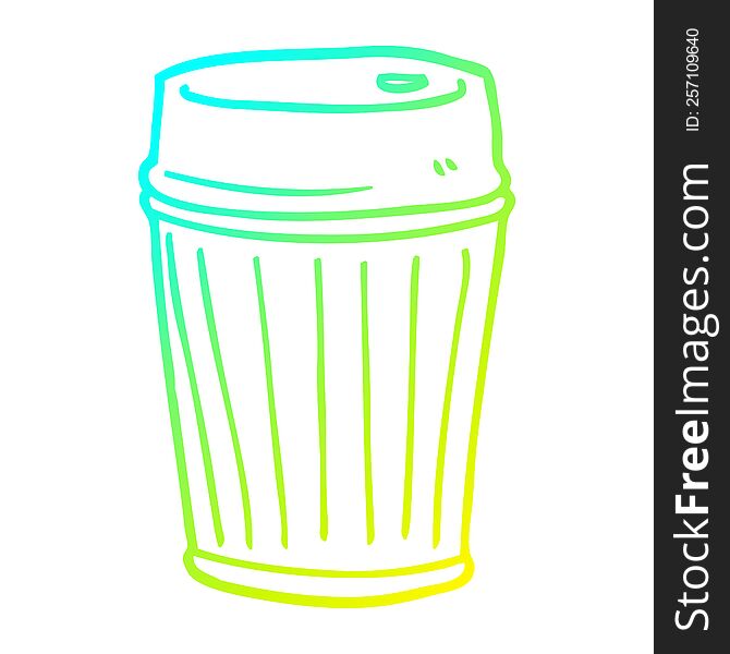 Cold Gradient Line Drawing Cartoon Coffee Cup