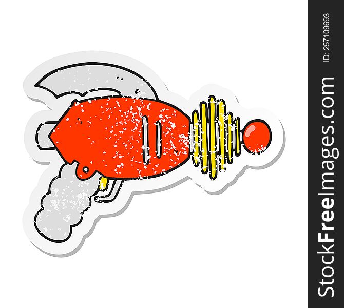 distressed sticker of a cartoon ray gun