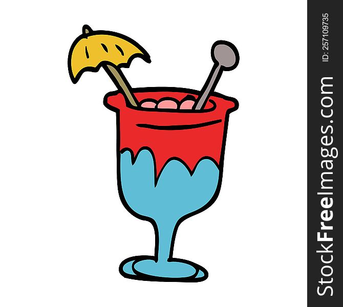 cartoon doodle tropical cocktail