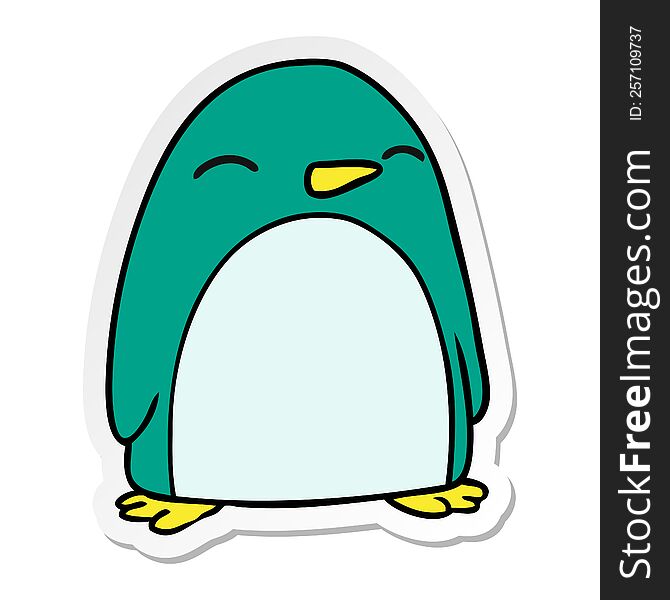 Sticker Cartoon Doodle Of A Cute Penguin