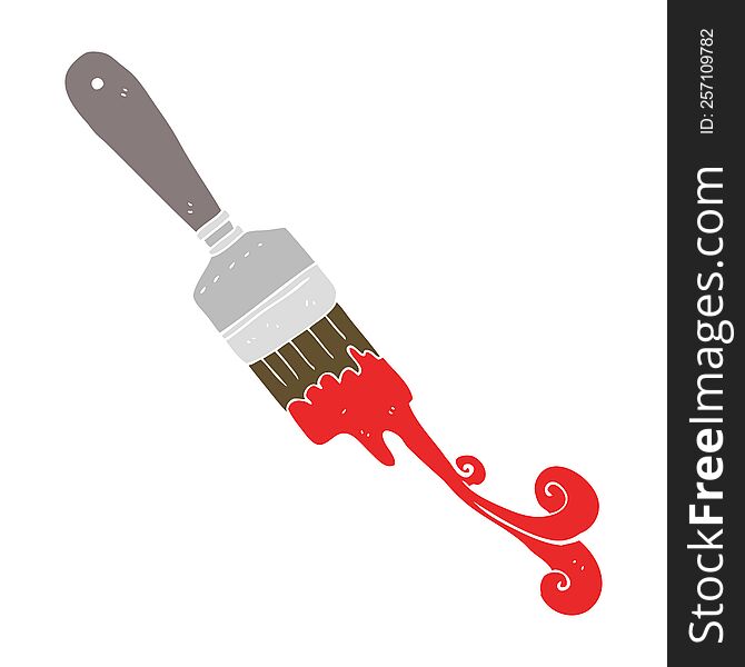 flat color illustration of paint brush dripping. flat color illustration of paint brush dripping