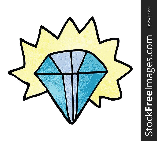 cartoon doodle shining diamond