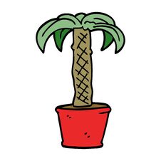 Cartoon Doodle Potted Plant Stock Image