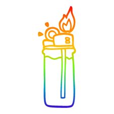 Rainbow Gradient Line Drawing Cartoon Disposable Lighter Stock Image