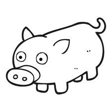 Black And White Cartoon Piglet Royalty Free Stock Images