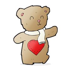 Cartoon Teddy Bear With Love Heart Stock Photos
