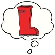Cartoon Wellington Boots And Thought Bubble Stock Photo