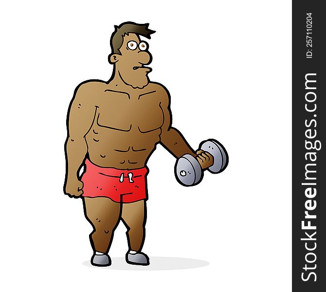 cartoon man lifting weights