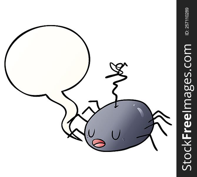 Cartoon Halloween Spider And Speech Bubble In Smooth Gradient Style